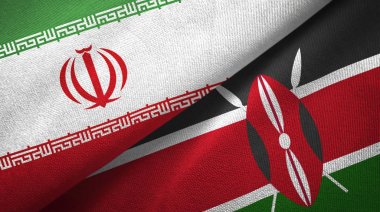 İran ve Kenya iki bayrak tekstil kumaş, kumaş doku