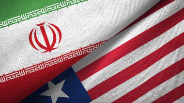 İran ve Liberya iki bayrak tekstil kumaş, kumaş doku