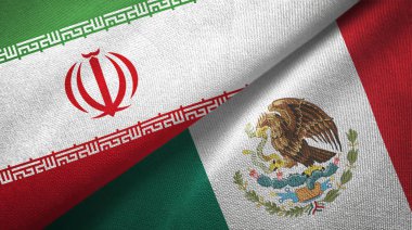 İran ve Meksika iki bayrak tekstil kumaş, kumaş doku