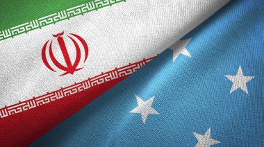 İran ve Mikronezya iki bayrak tekstil kumaş, kumaş doku