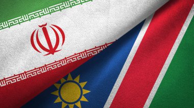 İran ve Namibya iki bayrak tekstil kumaş, kumaş doku