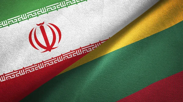 Iran and Lithuania two flags textile cloth, fabric texture