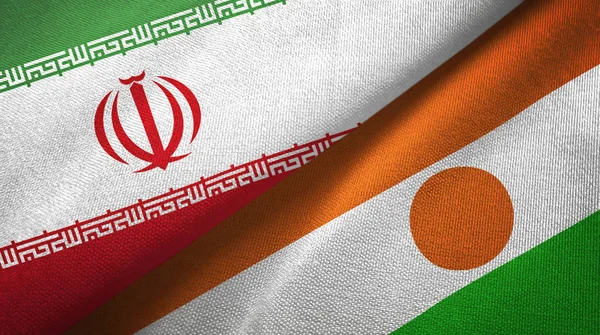 Iran and Niger two flags textile cloth, fabric texture