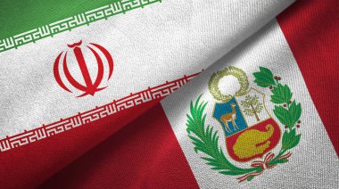 İran ve Peru iki bayrak tekstil kumaş, kumaş doku