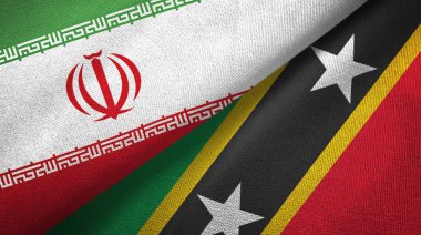 İran ve Saint Kitts ve Nevis iki bayraklar tekstil kumaş, kumaş doku