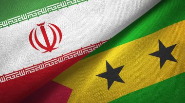 İran ve Sao Tome ve Principe iki bayrak tekstil kumaş, kumaş doku