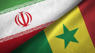 İran ve Senegal iki bayrak tekstil kumaş, kumaş doku