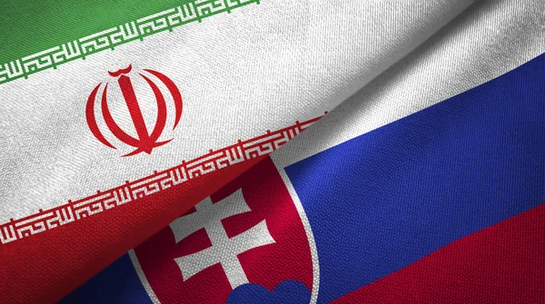 Iran and Slovakia two flags textile cloth, fabric texture