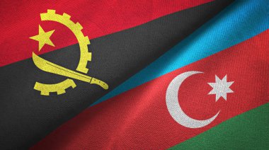 Angola ve Azerbaycan iki bayraklı tekstil kumaş, kumaş doku 