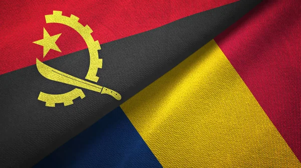 Angola y Chad dos banderas tela textil, textura de la tela — Foto de Stock