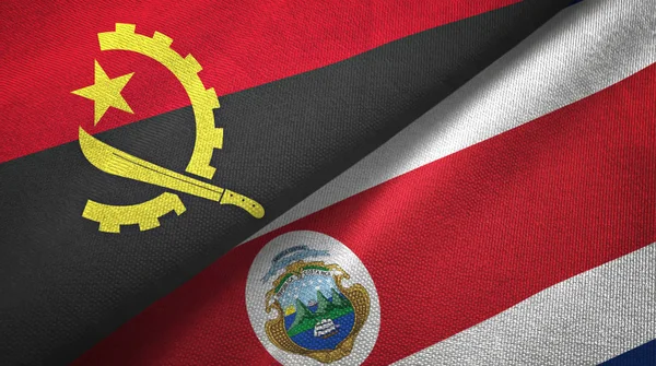 Angola ve Kosta Rika iki bayraklar tekstil kumaş, kumaş doku — Stok fotoğraf