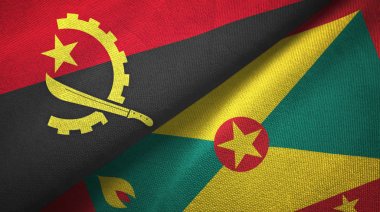 Angola ve Grenada iki bayrak tekstil kumaş, kumaş doku
