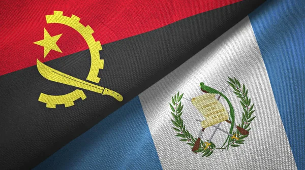 Angola ve Guatemala iki bayraklar tekstil kumaş, kumaş doku — Stok fotoğraf