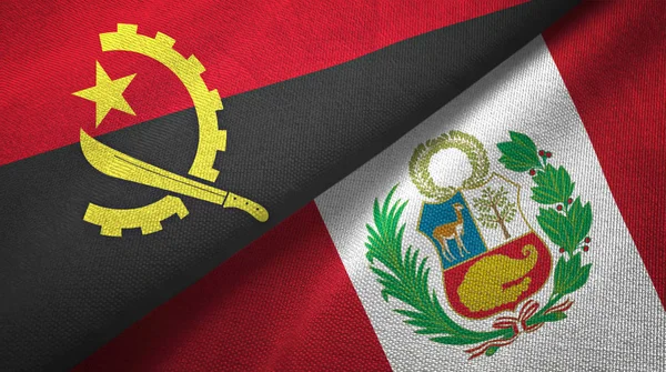 Angola ve Peru iki bayraklar tekstil kumaş, kumaş doku — Stok fotoğraf