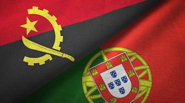 Angola ve Portekiz iki bayraklar tekstil kumaş, kumaş doku