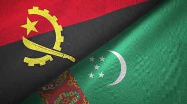 Angola ve Türkmenistan iki bayrak lı tekstil kumaş, kumaş doku