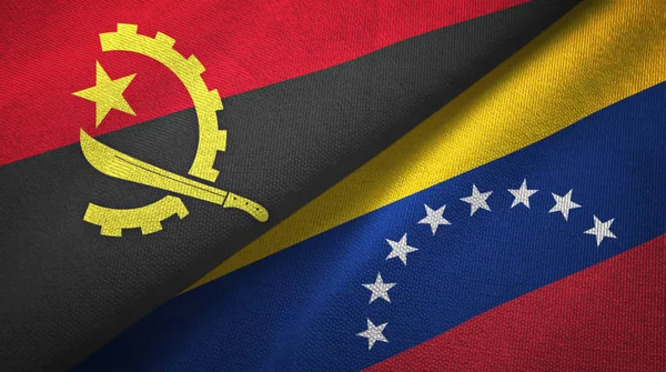 Angola und venezuela zwei flaggen textilstoff, textur — Stockfoto