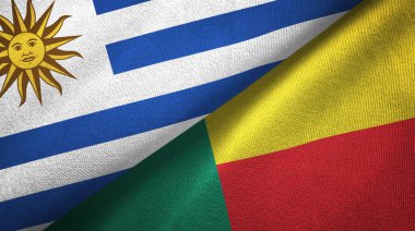 Uruguay ve Benin iki bayraklar tekstil kumaş, kumaş doku 