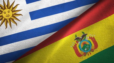 Uruguay ve Bolivya iki bayraklar tekstil kumaş, kumaş doku 