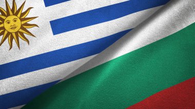 Uruguay ve Bulgaristan iki bayraklar tekstil kumaş, kumaş doku 