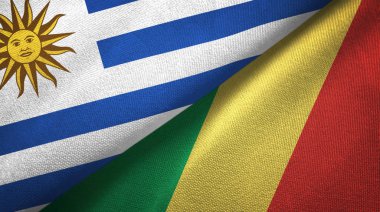 Uruguay ve Kongo iki bayraklar tekstil kumaş, kumaş doku 