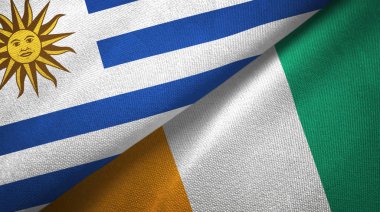 Uruguay ve Fildişi Sahili Fildişi sahili iki bayraklar tekstil kumaş doku 