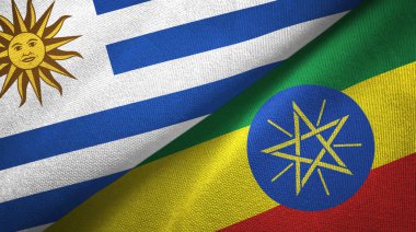 Uruguay ve Etiyopya iki bayraklar tekstil kumaş, kumaş doku