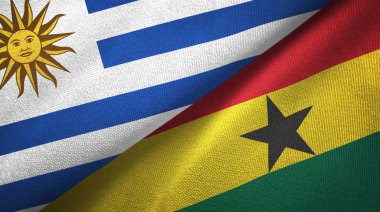 Uruguay ve Gana iki bayraklar tekstil kumaş, kumaş doku