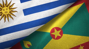 Uruguay ve Grenada iki bayraklar tekstil kumaş, kumaş doku