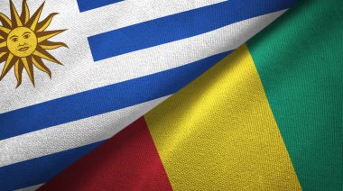 Uruguay ve Gine iki bayraklar tekstil kumaş, kumaş doku