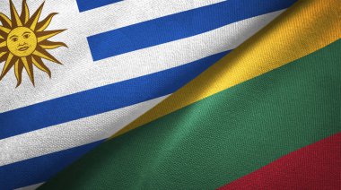 Uruguay ve Litvanya iki bayraklar tekstil kumaş, kumaş doku