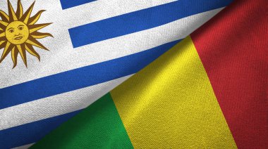Uruguay ve Mali iki bayraklar tekstil kumaş, kumaş doku