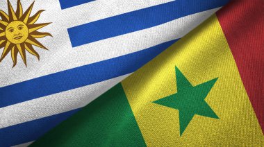 Uruguay ve Senegal iki bayraklar tekstil kumaş, kumaş doku