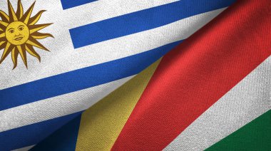Uruguay ve Seyşeller iki bayrak tekstil kumaş, kumaş doku