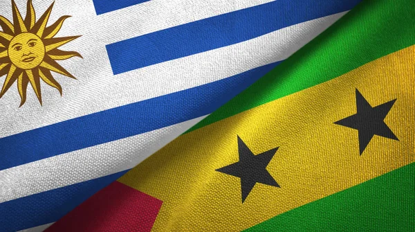 Uruguay ve Sao Tome ve Principe iki bayraklar tekstil kumaş, kumaş doku