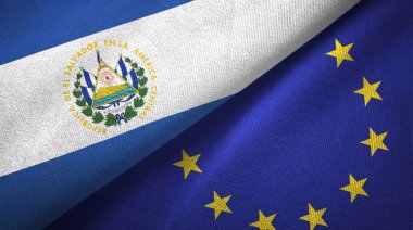 El Salvador ve Avrupa Birliği iki bayraklar tekstil kumaş, kumaş doku