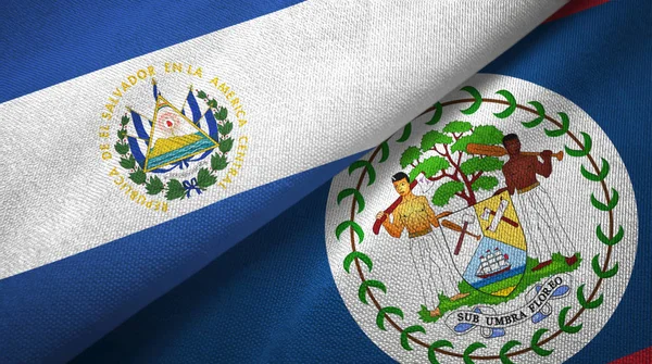 Сальвадор і Беліз два прапори текстильна тканина, текстура тканини — стокове фото