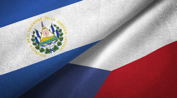 El Salvador e República Checa duas bandeiras de pano têxtil, textura de tecido — Fotografia de Stock