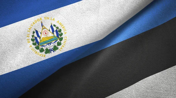 El Salvador ve Estonya iki bayraklar tekstil kumaş, kumaş doku — Stok fotoğraf