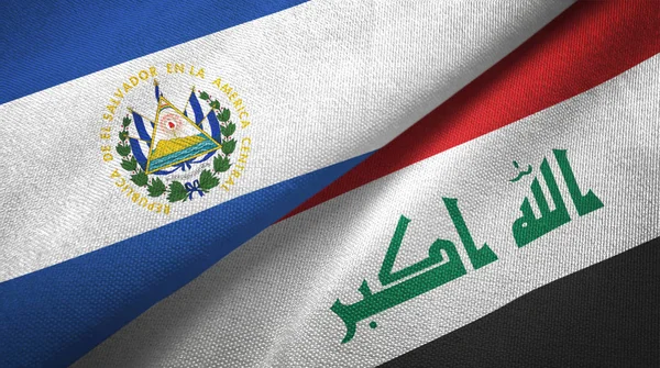 El salvador und iraq zwei Flaggen Textiltuch — Stockfoto