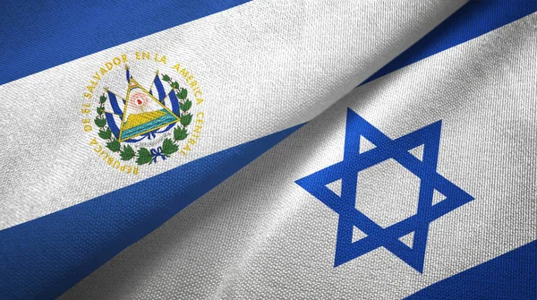 Ελ Σαλβαδόρ και Ισραήλ δύο σημαίες ύφασμα υφάσματος, ύφασμα υφή — Φωτογραφία Αρχείου