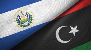 El Salvador ve Libya iki bayraklar tekstil kumaş, kumaş doku