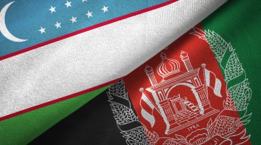 Özbekistan ve Afganistan iki bayrak tekstil kumaş, kumaş doku 