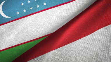 Özbekistan ve Endonezya iki bayraktekstil kumaş, kumaş doku