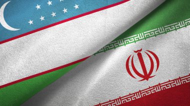 Özbekistan ve İran iki bayraktekstil kumaş, kumaş doku