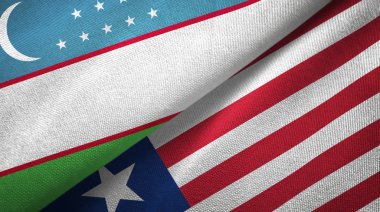 Özbekistan ve Liberya iki bayraktekstil kumaş, kumaş doku