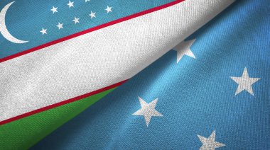 Özbekistan ve Mikronezya iki bayraktekstil kumaş, kumaş doku