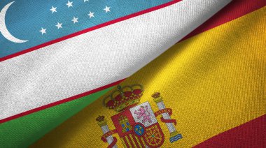 Özbekistan ve İspanya iki bayraktekstil kumaş, kumaş doku