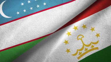 Özbekistan ve Tacikistan iki bayrak tekstil kumaş, kumaş doku