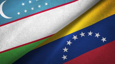 Özbekistan ve Venezuela iki bayraktekstil kumaş, kumaş doku